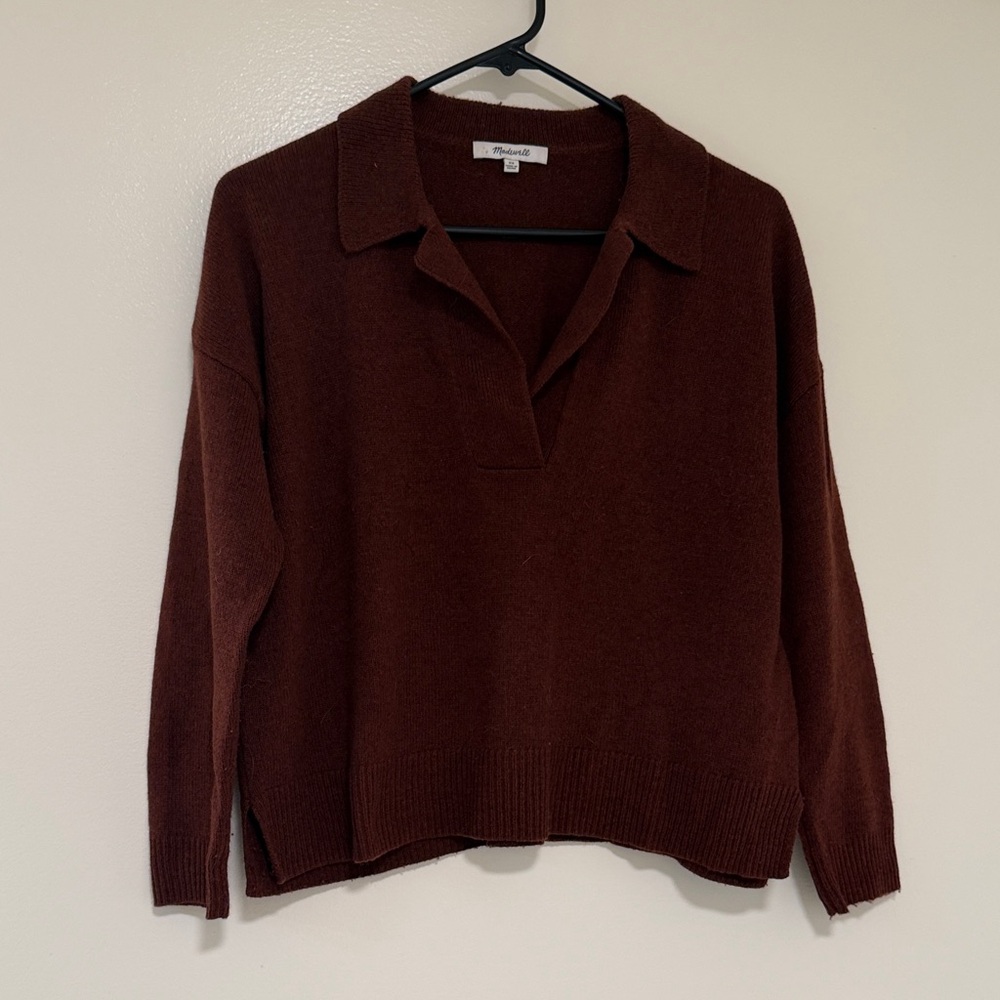 Madewell Deep Brown V-Neck Sweater